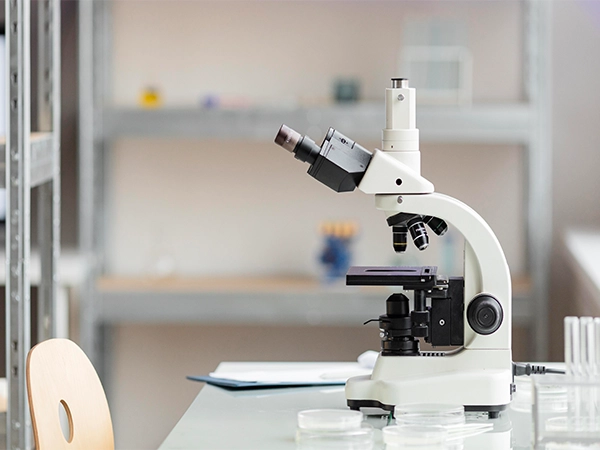 Small lab equipment including mixers, heaters, microscopes, and analyzers