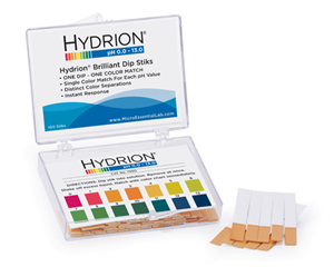 Hydrion Brilliant Dip Stik Plastic Strip 0-13, Carton10