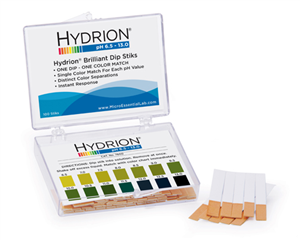 Hydrion Brilliant Dip Stik Plastic Strip 6.5-13.0, Carton10