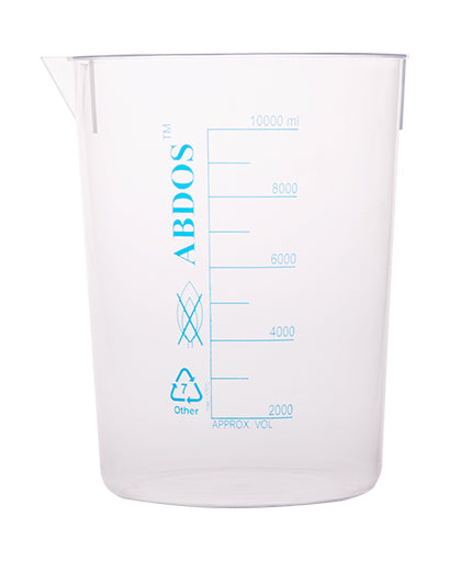 Abdos Printed Tapered Beakers, TPX Polymethyl pentene (PMP) 10,000 mL, 1/EA