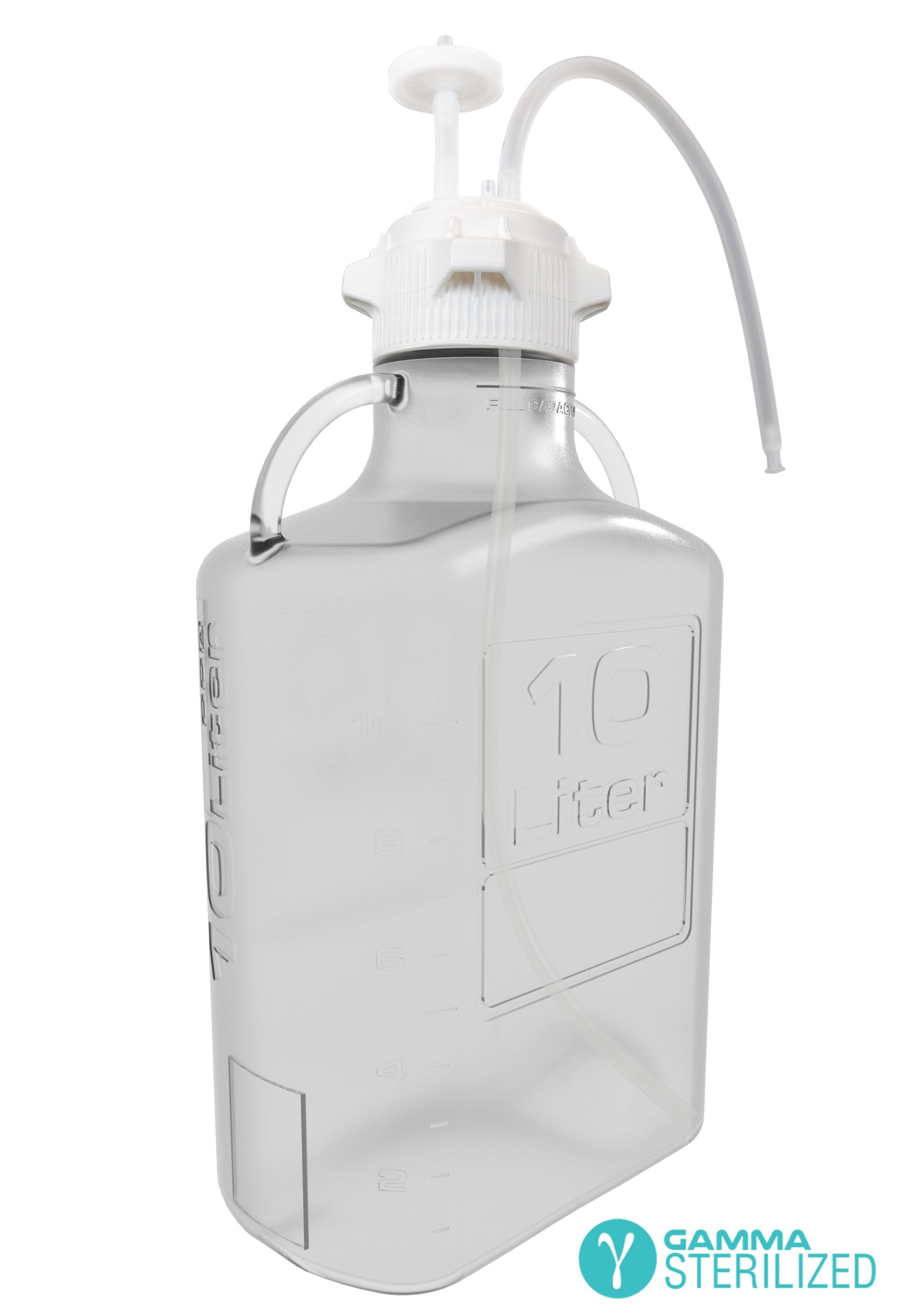 EZBio® Single Use Carboy Assembly, 20 L (5 Gal) Gamma Sterilized PETG Carboy for Aseptic Transfer and Sterile Storage with VersaCap 120 mm, Vent and 1/4 in ID TPE Dip Tube, 1/EA