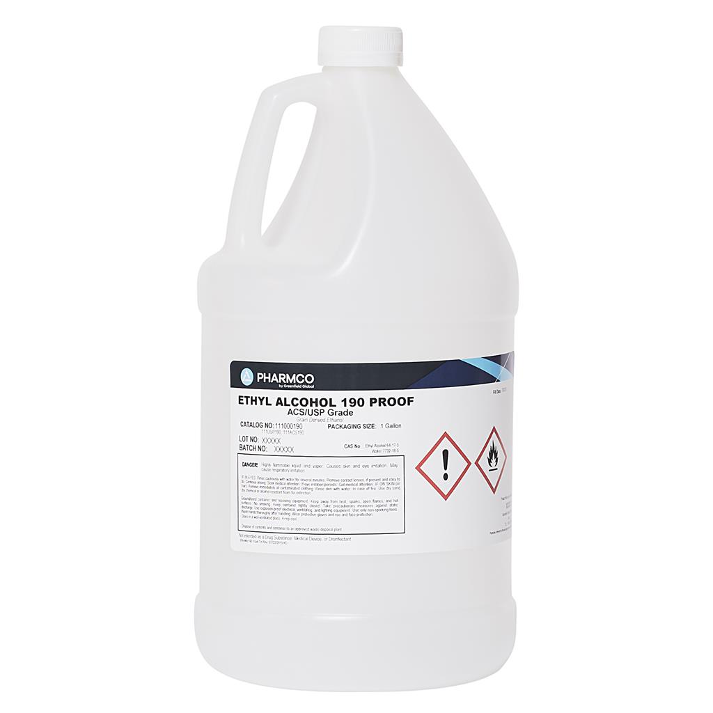 Ethyl Alcohol, Pure, 190 PF  Poly Gallon, 1 gallon