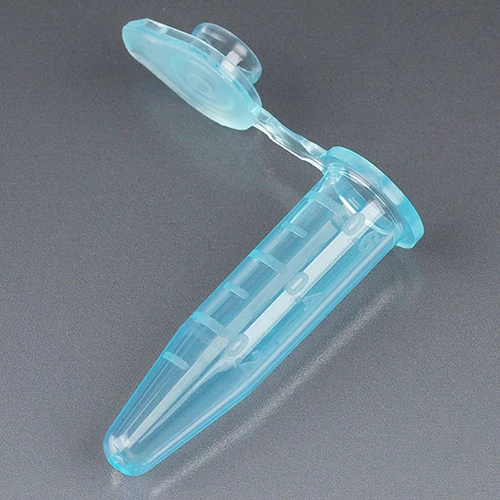 Microcentrifuge Tube, 0.5mL, PP, Attached Snap Cap, Graduated, Blue, Certified: Rnase, Dnase and Pyrogen Free, 500/Stand Up Zip Lock Bag - cs-10000