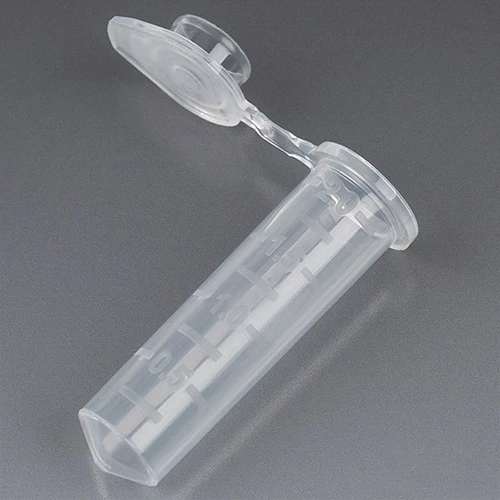Microcentrifuge Tube, 2.0mL, PP, Attached Snap Cap, Graduated, Natural, Certified: Rnase, Dnase and Pyrogen Free, 500/Stand Up Zip Lock Bag - CS/5000