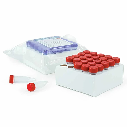 Diamond Midi Centrifuge Tube, 5.0mL, PP, Assembled Red Screw Cap, Graduated, STERILE, 25/Cardboard Rack, 20 Racks/Unit