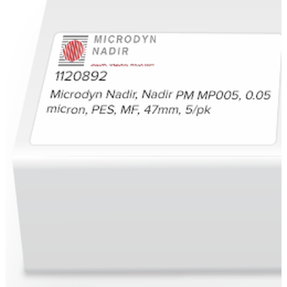 Microdyn Nadir, Nadir PM MP005, 0.05 micron, PES, MF, 47mm, 5/pk