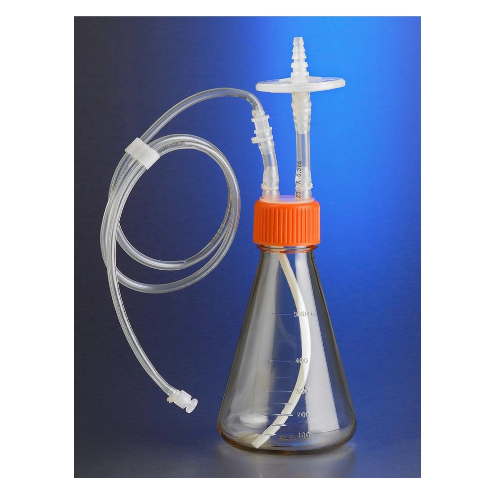 Corning 500ml Polycarbonate Erlenmeyer Shake Flask with Aseptic Transfer Cap with 1/8" ID C-Flex and Male Luer Lok Disconnect,Sterile,1/bag,2/case