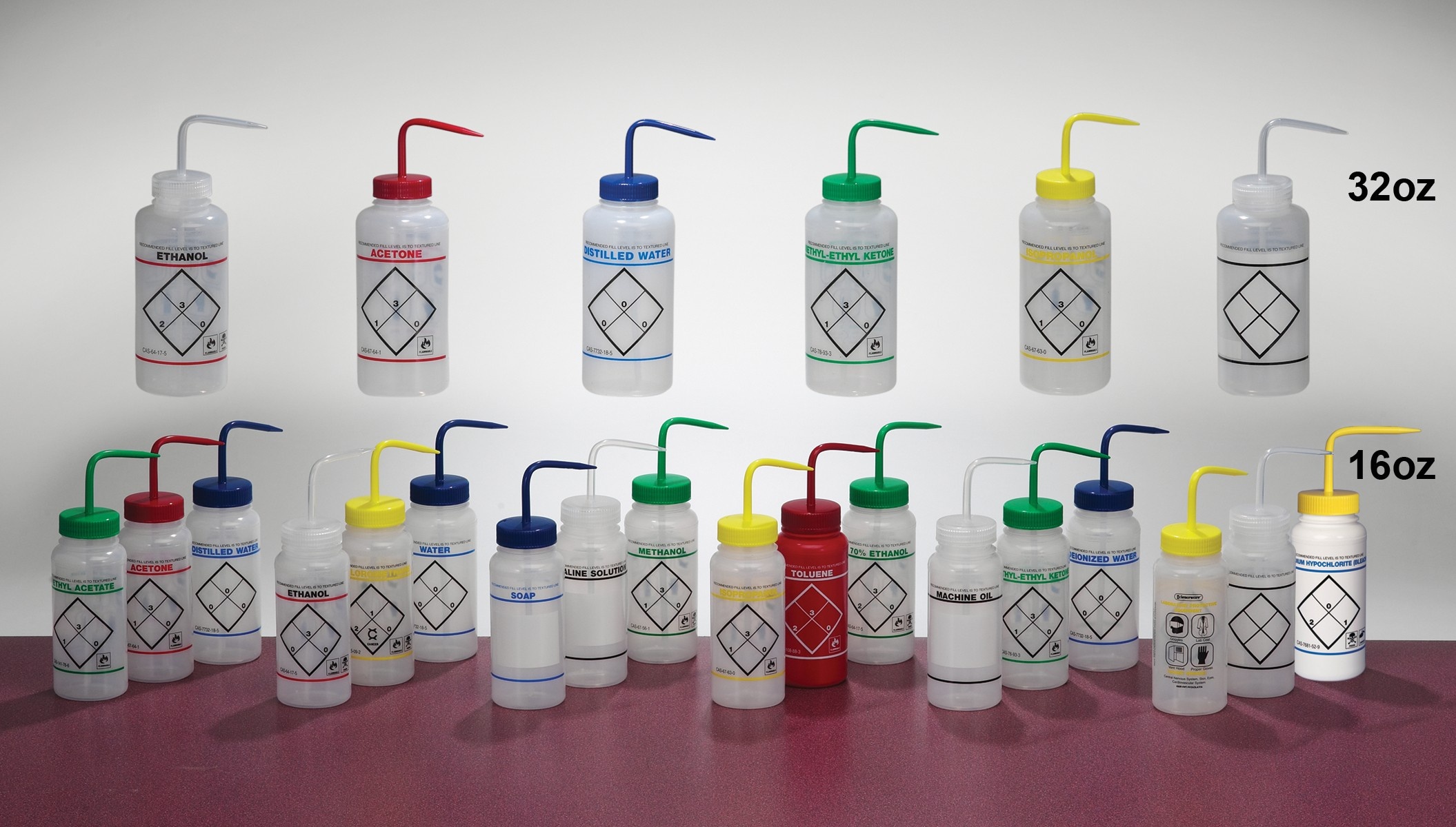 BOTTLE,PE,WASH,WM,SAFETY LABELED,500ML, Green