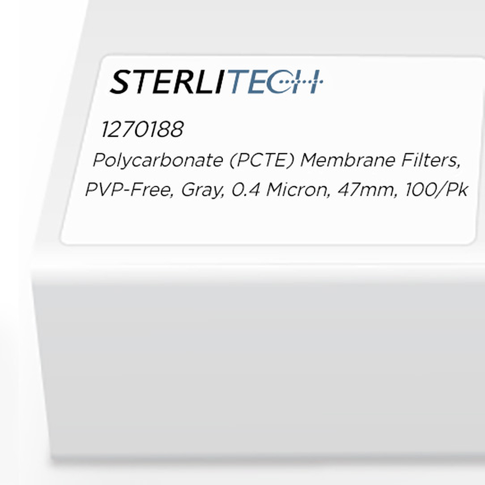 Polycarbonate (PCTE) Membrane Filters, PVP-Free, Gray, 0.4 Micron, 47mm, 100/Pk