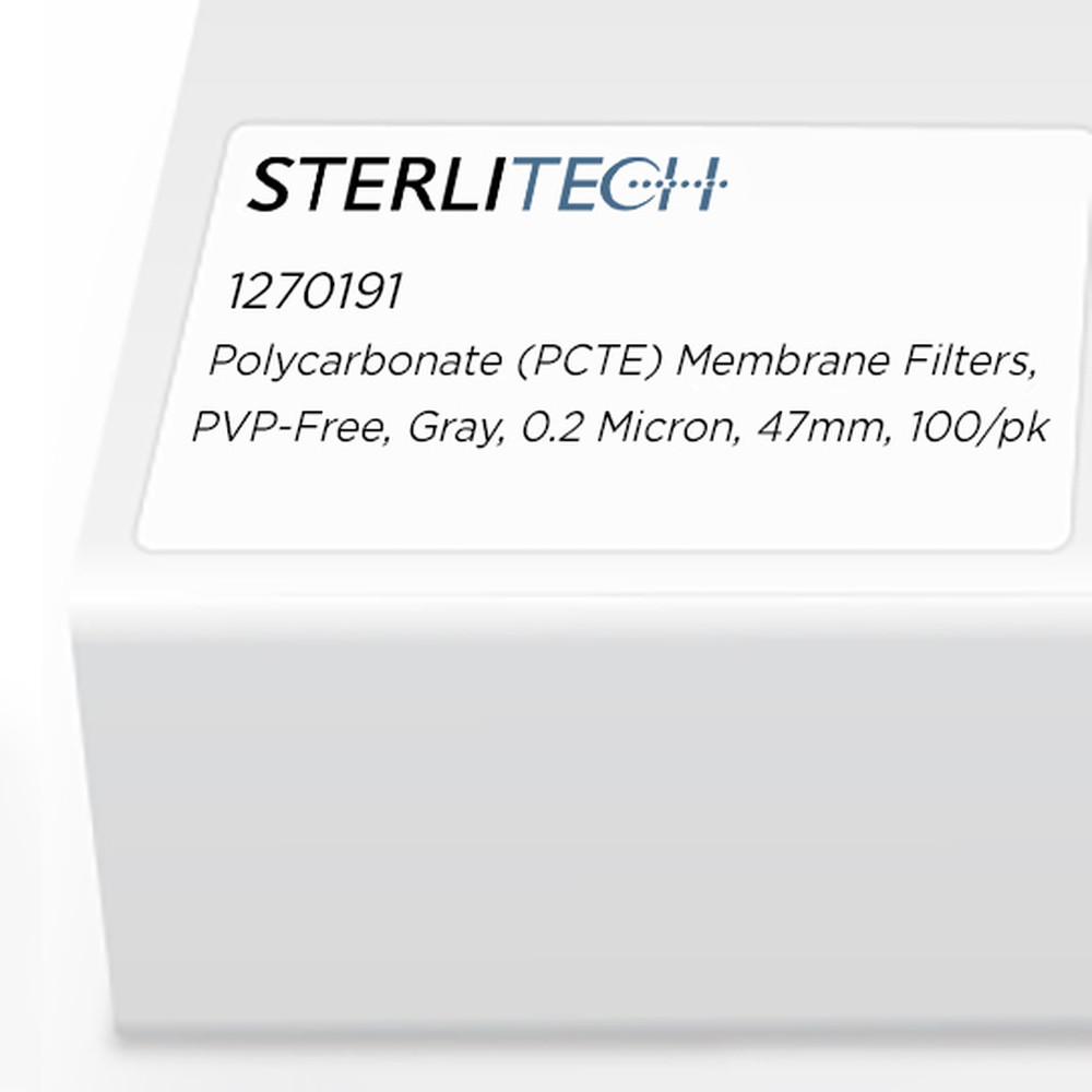 Polycarbonate (PCTE) Membrane Filters, PVP-Free, Gray, 0.2 Micron, 47mm, 100/pk