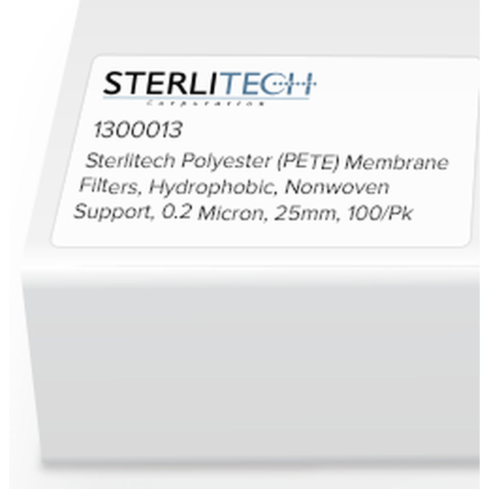 Polyester (PETE) Membrane Filters, Hydrophobic, Nonwoven Support, 0.2 Micron, 25mm, 100/Pk