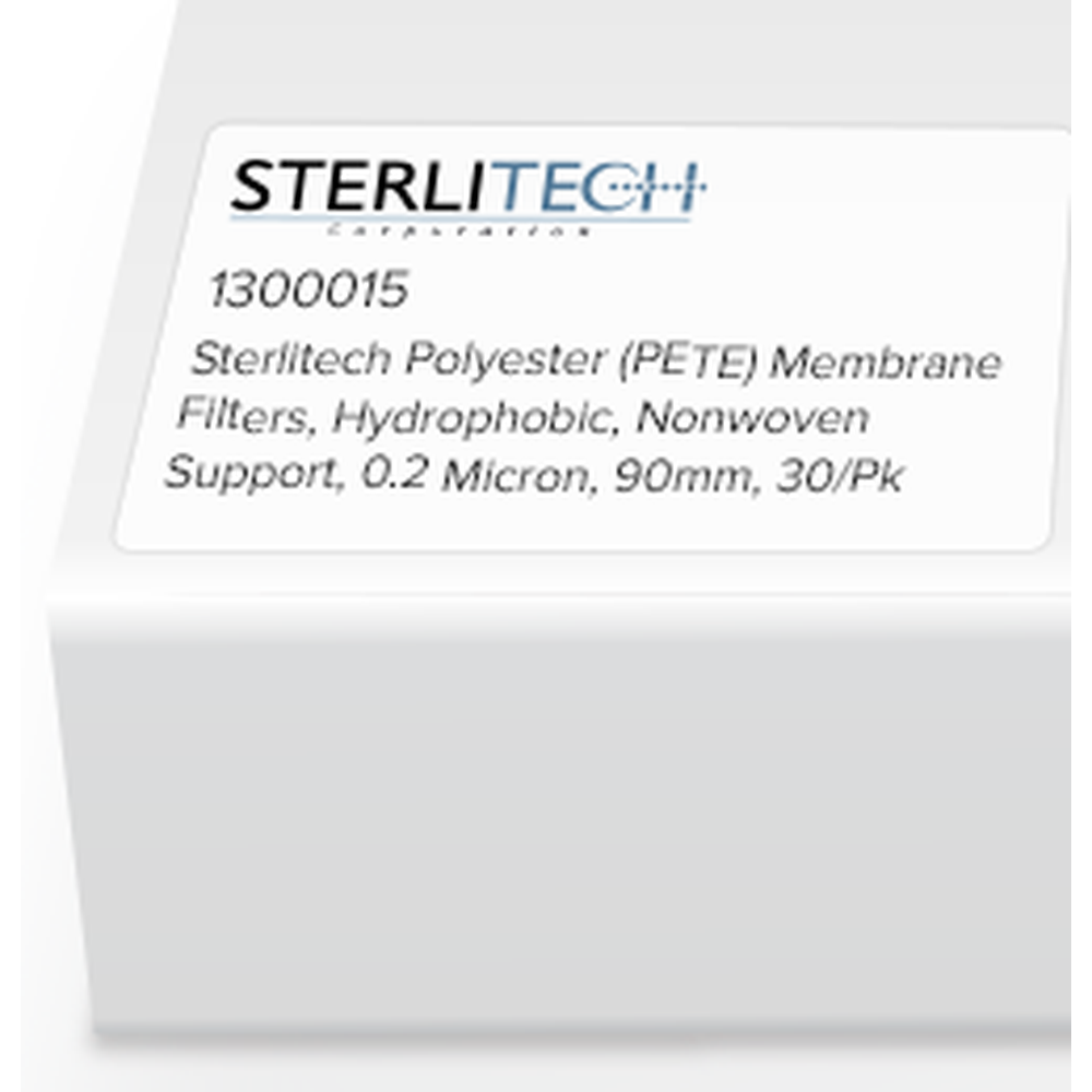 Polyester (PETE) Membrane Filters, Hydrophobic, Nonwoven Support, 0.2 Micron, 90mm, 30/Pk