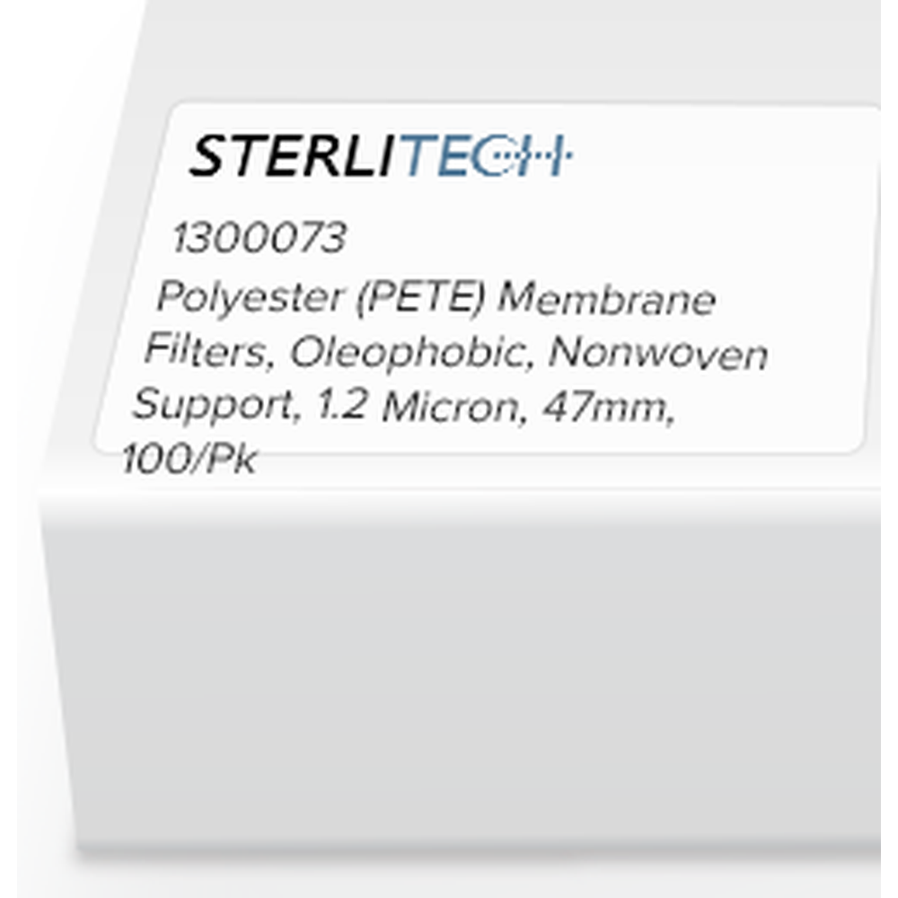Polyester (PETE) Membrane Filters, Oleophobic, Nonwoven Support, 1.2 Micron, 47mm, 100/Pk