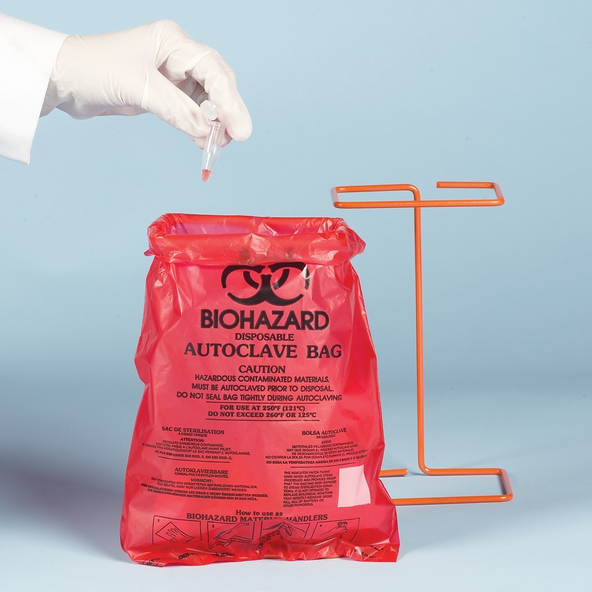BAG,HDPE,WR,BENCH-TOP,BIOHAZARD,8-1/2X11, 100/PC