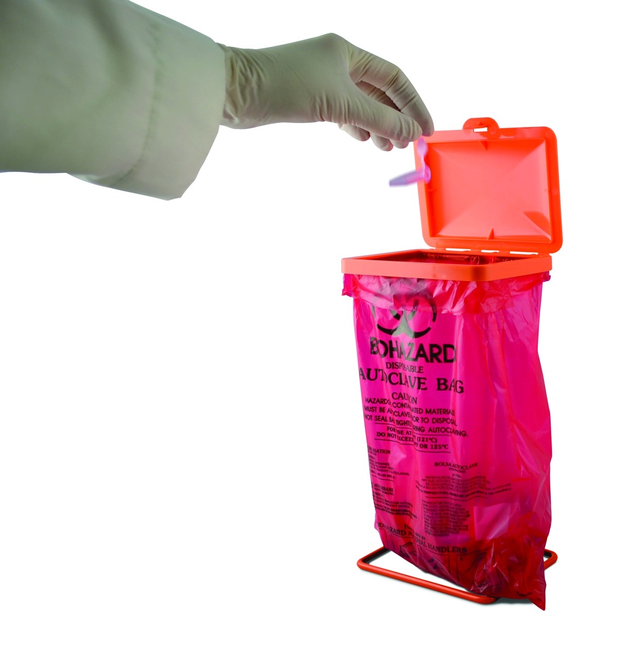 BENCHTOP BIOHAZARD BAG HLDR,COVER, BAGS