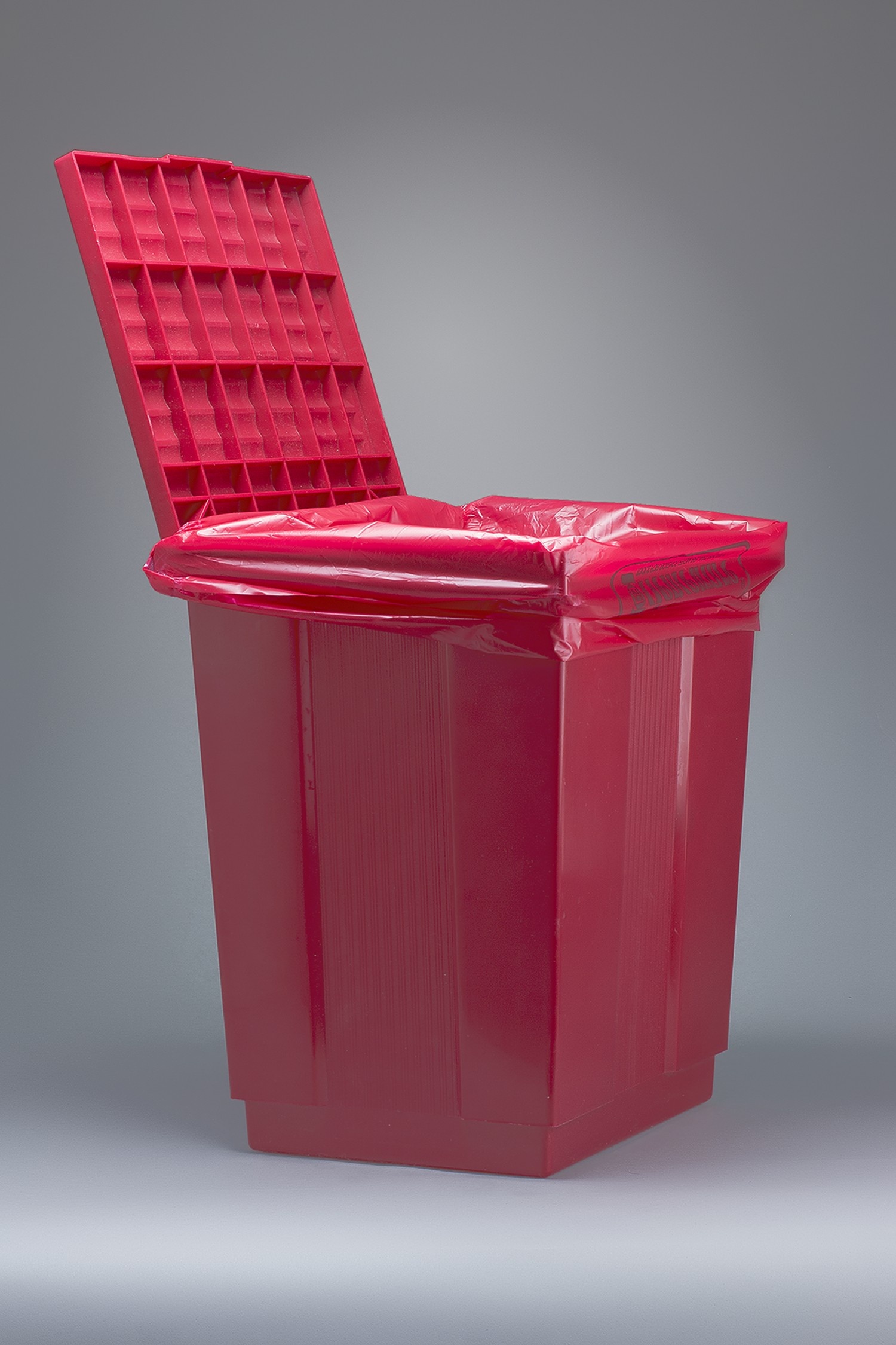 CAN W/LID,DISPOSAL,BIOHAZARD,RED