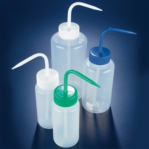 Wash bottle, wide mouth,1000mL, LDPE, round, white screwcap