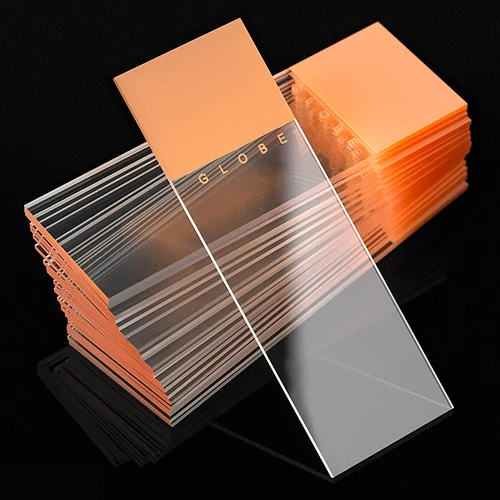Microscope Slides, Diamond White Glass, 25 x 75mm, 90 Ground Edges, ORANGE Frosted, 72/Box, 20 Boxes/Case (10 Gross)