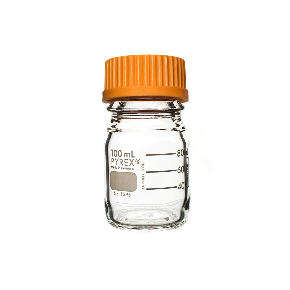 PYREX 100mL Round Media Storage Bottles, with GL45 Screw Cap