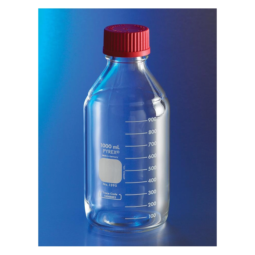 PYREX 100mL Round Media Storage Bottles, with GL45 PBT Plug Seal High Temperature Cap