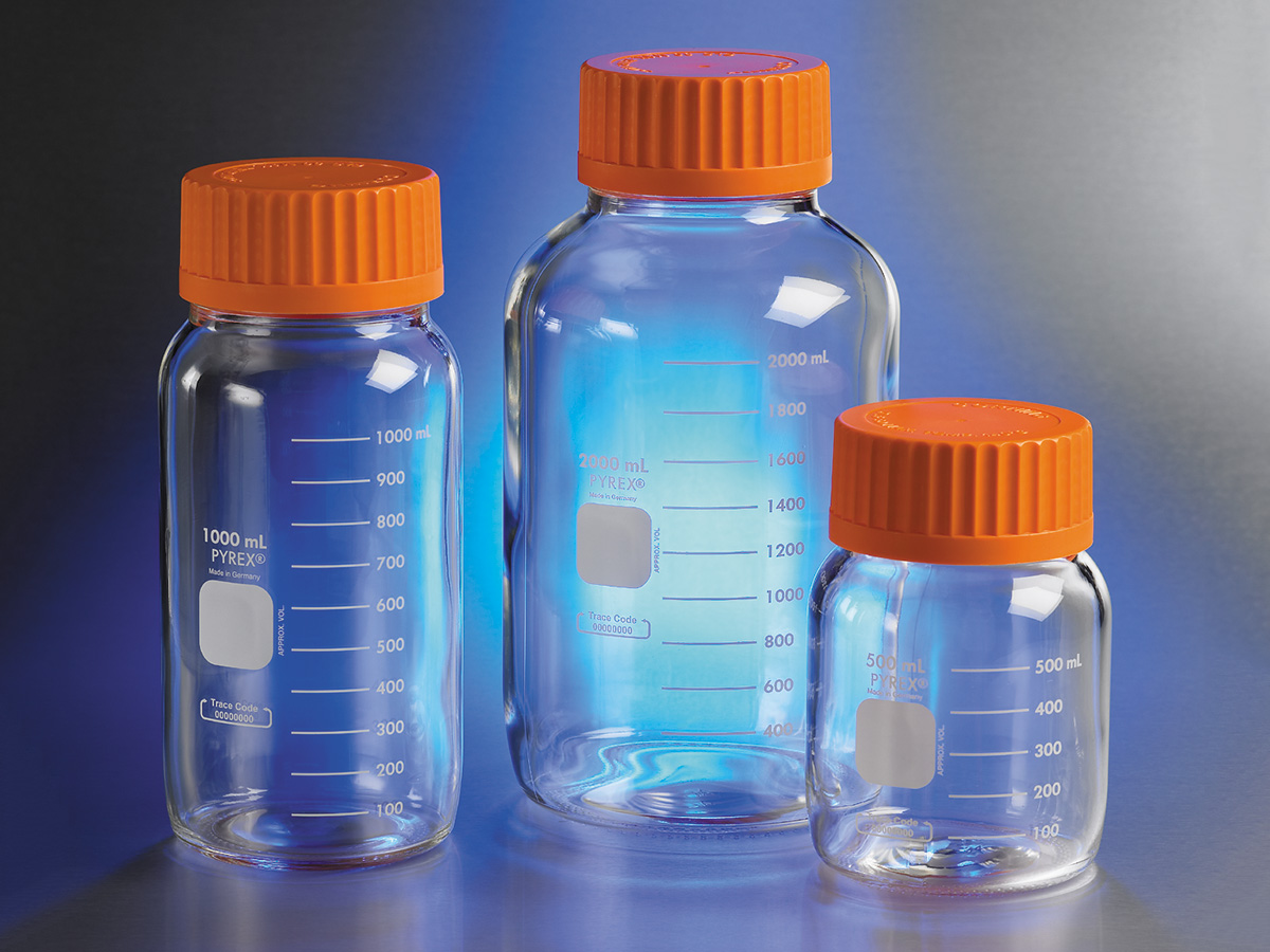 2L Round Wide Mouth Media Storage Bottles | 1397-2L CL | Corning Glass |  Dawn Scientific
