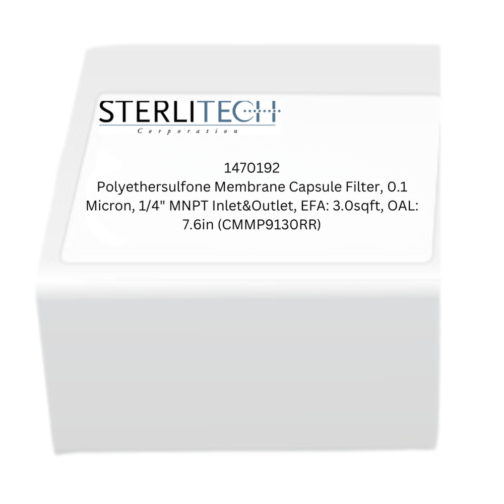 Polyethersulfone Membrane Capsule Filter, 0.1 Micron, 1/4" MNPT Inlet&Outlet, EFA: 3.0sqft, OAL: 7.6in (CMMP9130RR)
