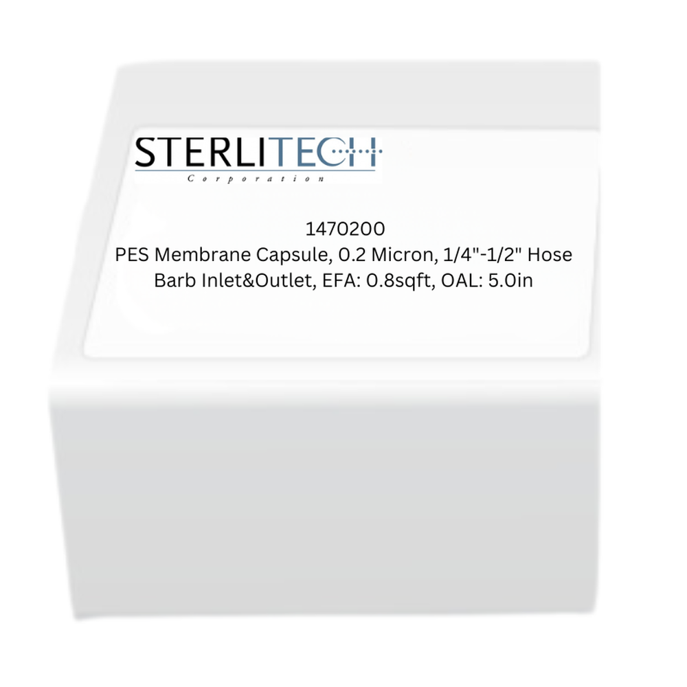 Polyethersulfone Membrane Capsule Filter, 0.2 Micron, 1/4"-1/2" Hose Barb Inlet&Outlet, EFA: 0.8sqft, OAL: 5.0in (CMMP9208LL)