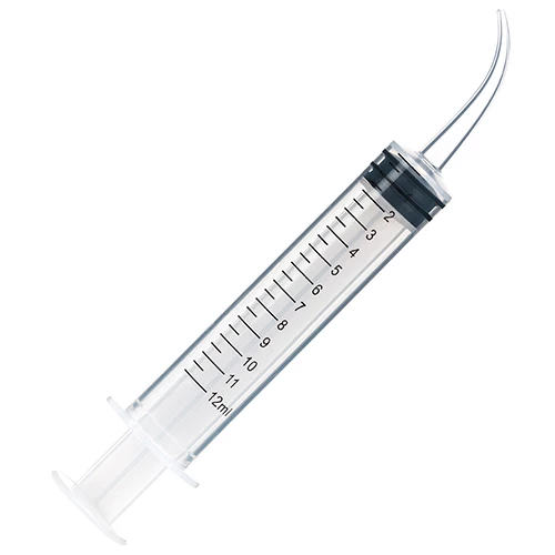Transfer Syringe, 12cc (12mL), Printed Graduations, Curved Tip, 50/Bag - PK/1