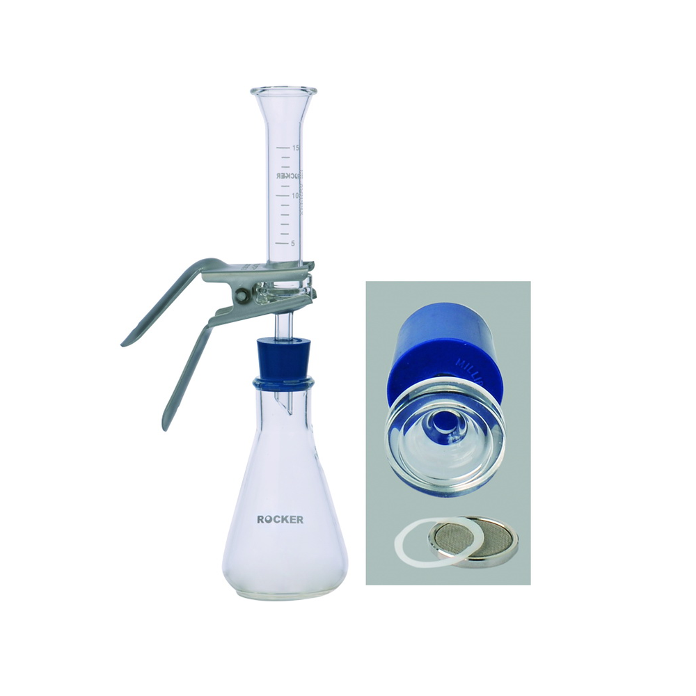 VF8, Glass Filtration Set, includes 25mm Filter Holder, Stainless Steel Support, 15mL Funnel, 125mL Receiving Flask