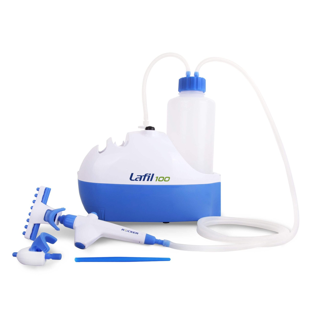 Lafil 100, Portable Suction System with AC100-240V adaptor, US plug, includes GL45 Suction Cap, 500mL Glass Bottle