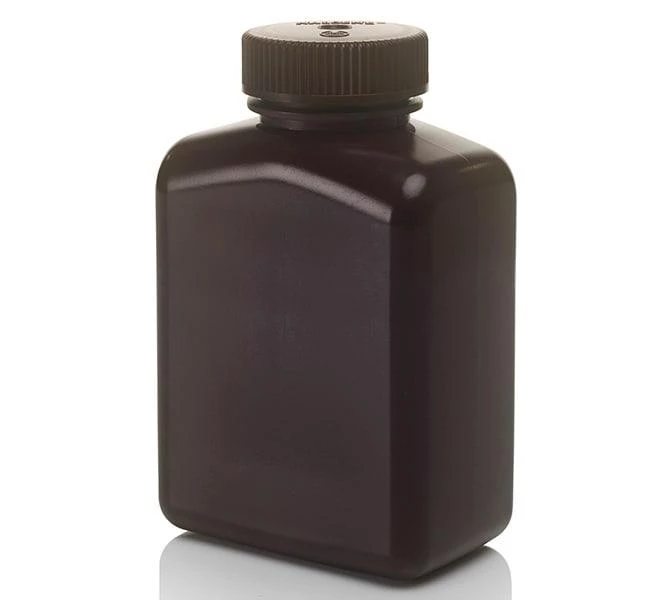 Amber Rectangular Bottle HDPE 500 mL