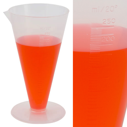 Cylinder Conical Graduated, PP 250mL, 6/CS