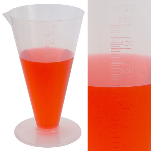 Cylinder Conical Graduated, PP 500mL, 6/CS