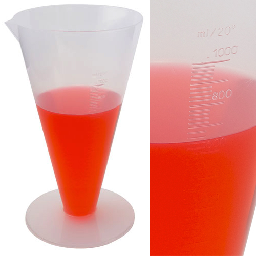 Cylinder Conical Graduated, PP 1000mL, 6/CS