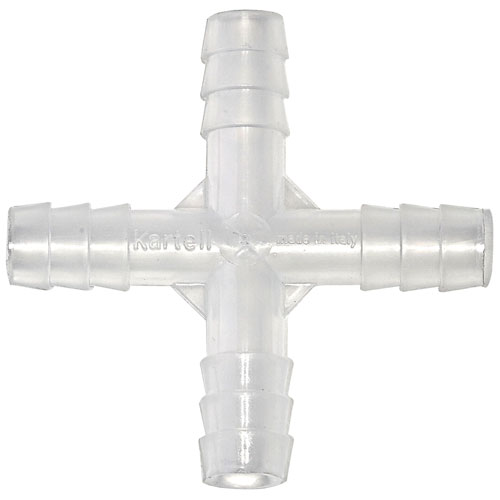 Tubing Connector 4 Way, PP 8mm, 100/CS