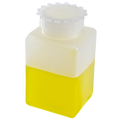 Bottle Square, HDPE/PP 250mL, 100/CS