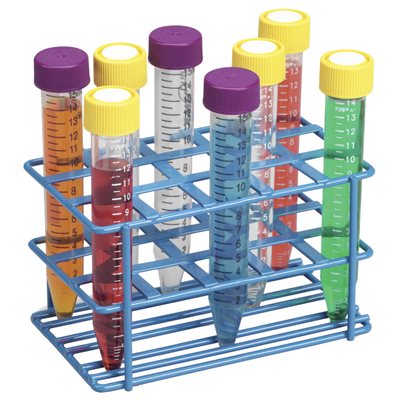 Coated Wire Tube Rack 16-18mm 15mL Tubes, 3x5 Format, Blue