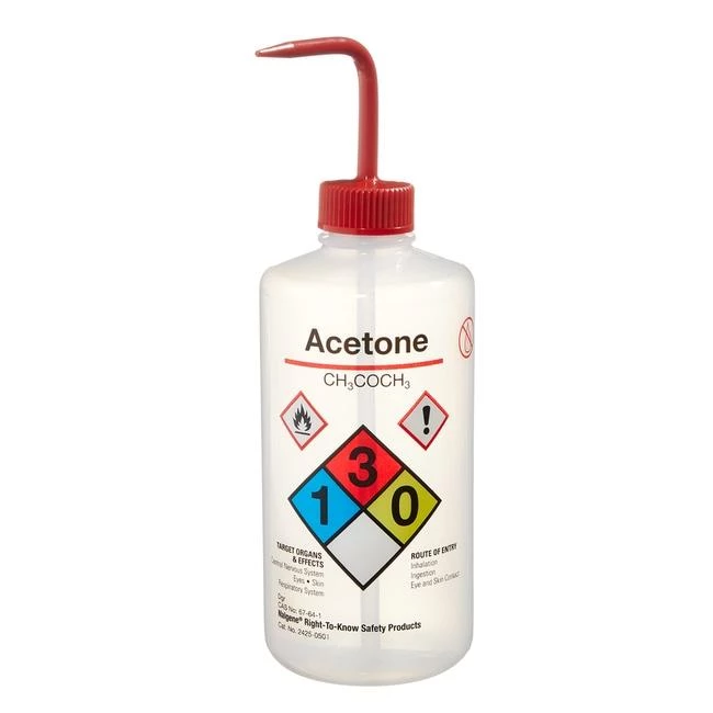 Wash Bottle Safety RTK N/M Acetone LDPE 500 mL