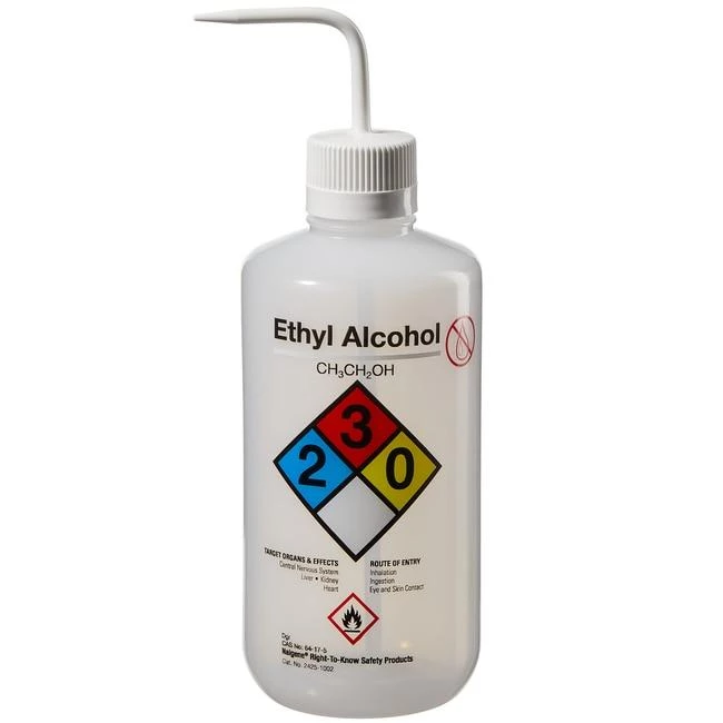Wash Bottle Safety RTK N/M Ethyl Alcohol LDPE 1000 mL