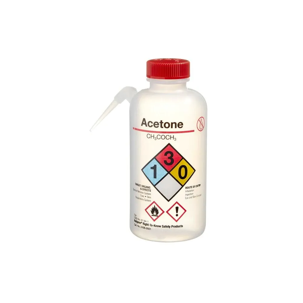 Wash Bottle Unitary RTK Acetone LDPE Red 500 mL