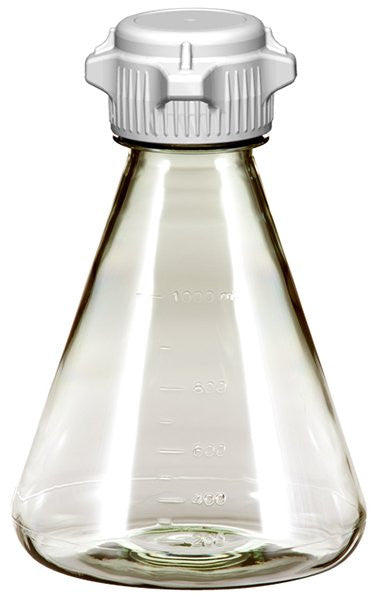 Flask 1 L, Non-Sterile Plastic Erlenmeyer Flasks for Cell Culture and Fermentation, 1 L, Autoclavable Polycarbonate (PC), 53 mm (53B) VersaCap, 6/PK