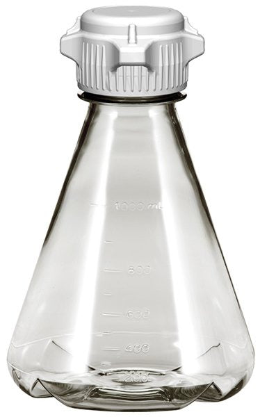 Flask 1 L, Sterile Plastic Erlenmeyer Flasks for Cell Culture and Fermentation, 1 L, Autoclavable Polycarbonate (PC), 53 mm (53B) VersaCap, Baffled Bottom, 6/PK