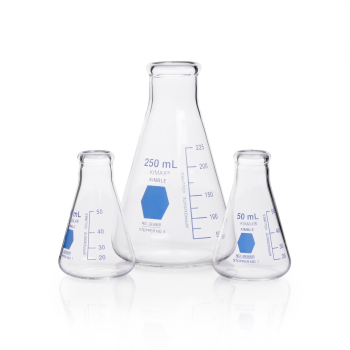 Erlenmeyer Flask,NARROW MOUTH,BLUE SCALE,250ML