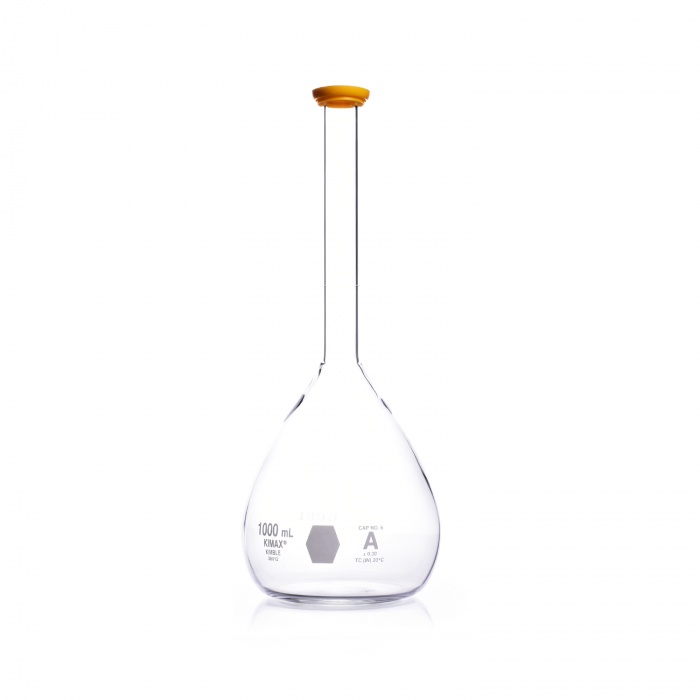 Volumetric Flask,Serialized and Certified,CLASS A ,Snap Cap,1000ML