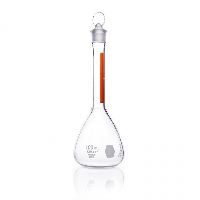 Volumetric Flask, Class A, with Red Stripe and Pennyhead Glass,100ML