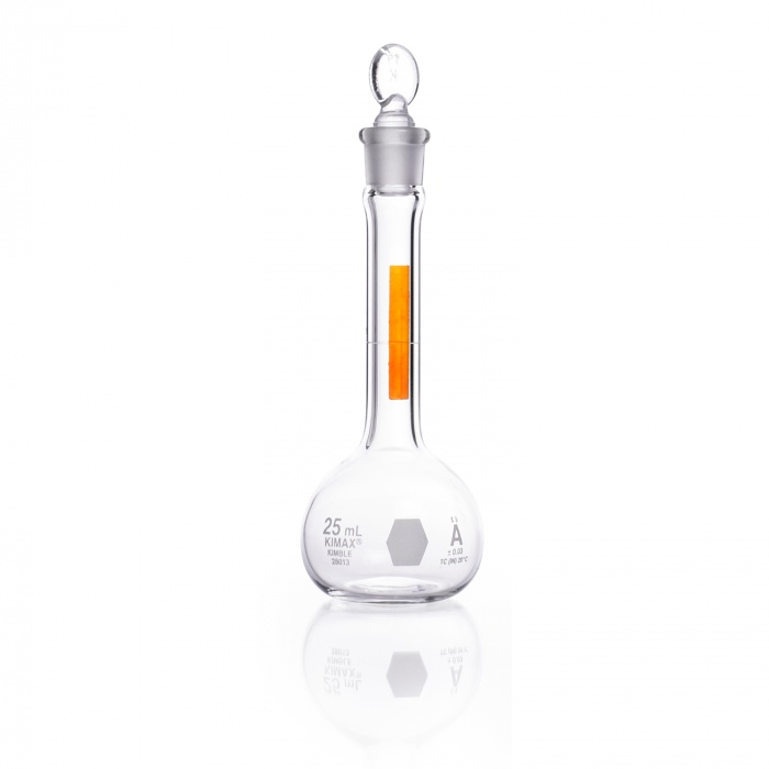 Volumetric Flask, Class A, with Red Stripe and Pennyhead Glass,25ML