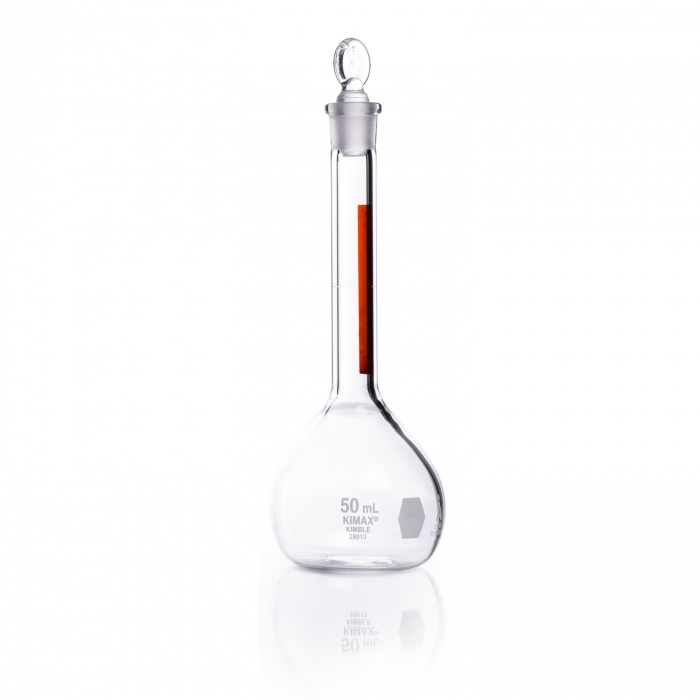 Volumetric Flask, Class A, with Red Stripe and Pennyhead Glass,50ML
