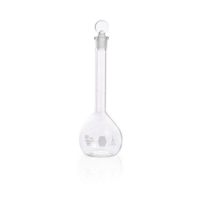 Volumetric Flask,CLASS A, Glass Pennyhead Stopper,50ML