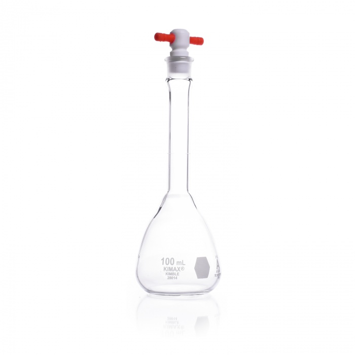 Volumetric Flask, Colorware, Class A,ORANGE PTFE,100ML
