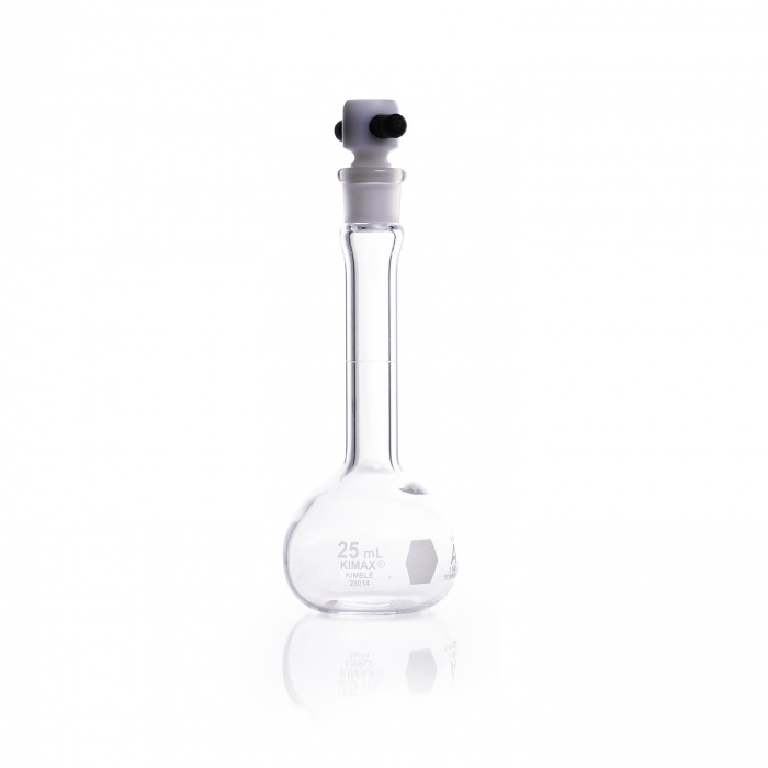 Volumetric Flask, Colorware, Class A,BLACKPTFE,25ML